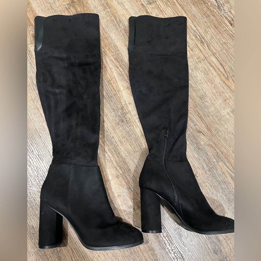 Forever 21 black suede thigh high boots